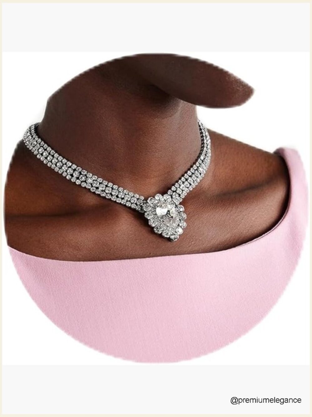 Chunky Rhinestone Choker Necklace for Women Wedding Bridal Crystal Pendant